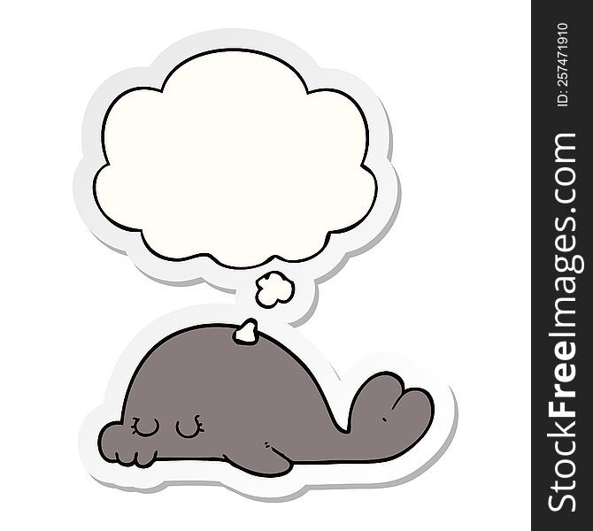 Cartoon Seal And Thought Bubble As A Printed Sticker