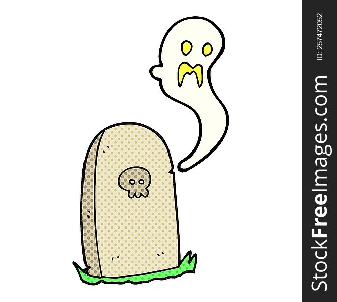 Cartoon Ghost Rising From Grave