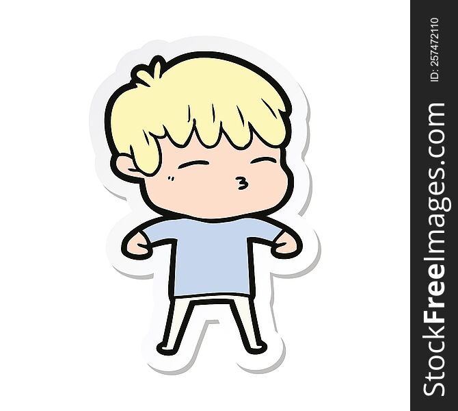 sticker of a cartoon frustrated man