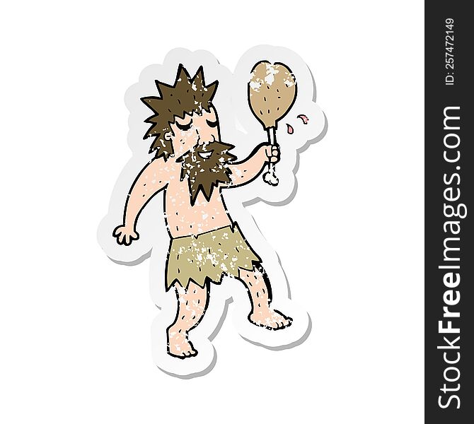 retro distressed sticker of a cartoon cave man