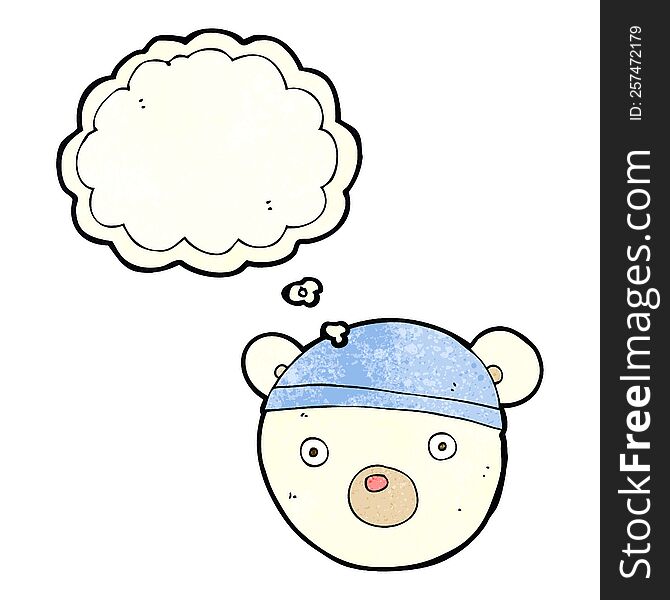 Cartoon Polar Bear Cub Wearing Hat With Thought Bubble