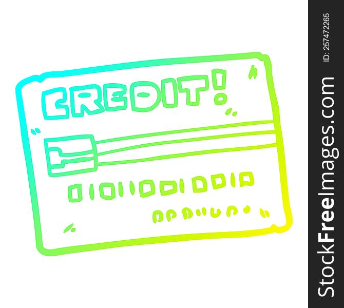 cold gradient line drawing of a cartoon credit card