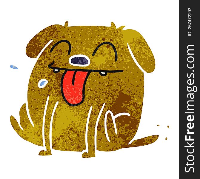 freehand drawn retro cartoon of cute kawaii dog