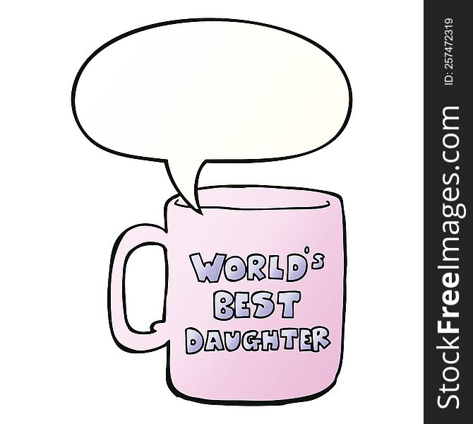 worlds best daughter mug with speech bubble in smooth gradient style