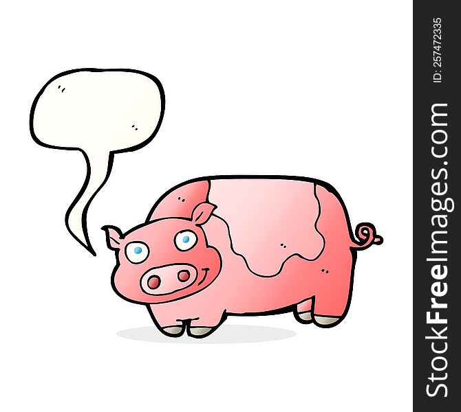 Cartoon Pig With Speech Bubble