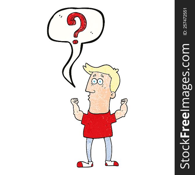 Speech Bubble Textured Cartoon Man With Question