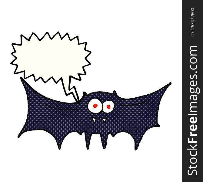 freehand drawn comic book speech bubble cartoon vampire bat