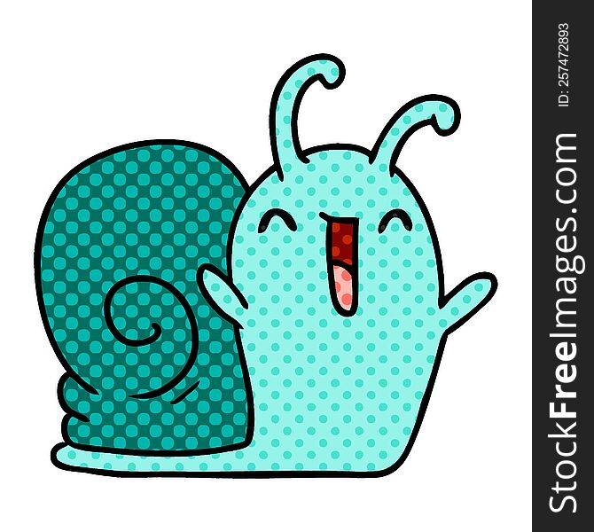 cartoon illustration kawaii happy cute snail. cartoon illustration kawaii happy cute snail
