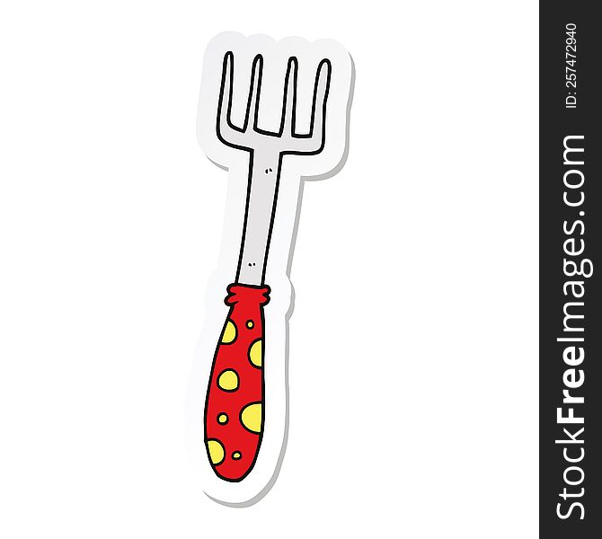 sticker of a cartoon fork
