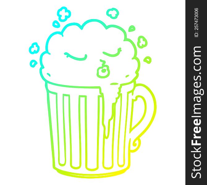 cold gradient line drawing of a cartoon mug of beer