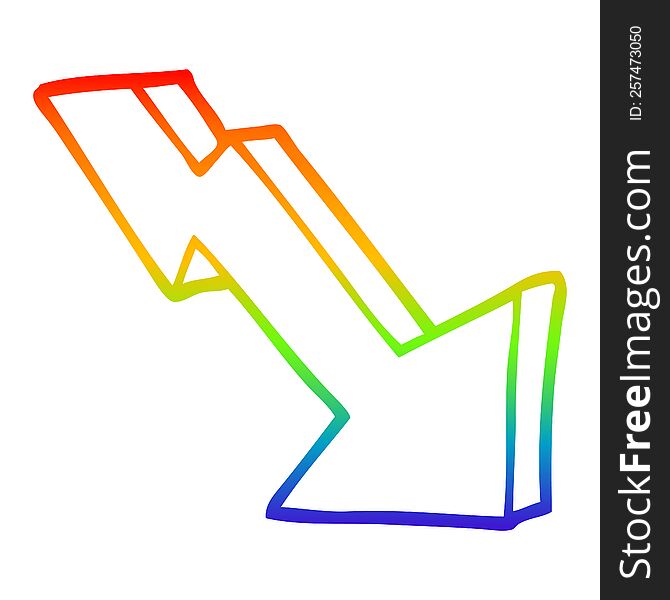 Rainbow Gradient Line Drawing Cartoon Business Loss Arrow