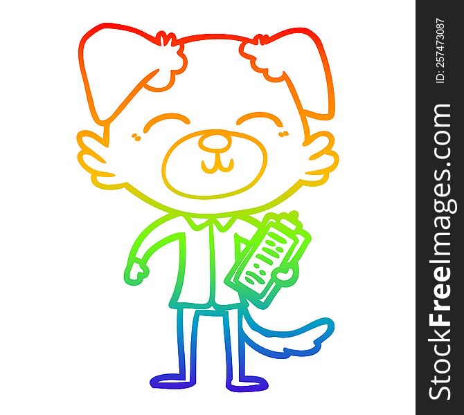 rainbow gradient line drawing of a cartoon dog manager