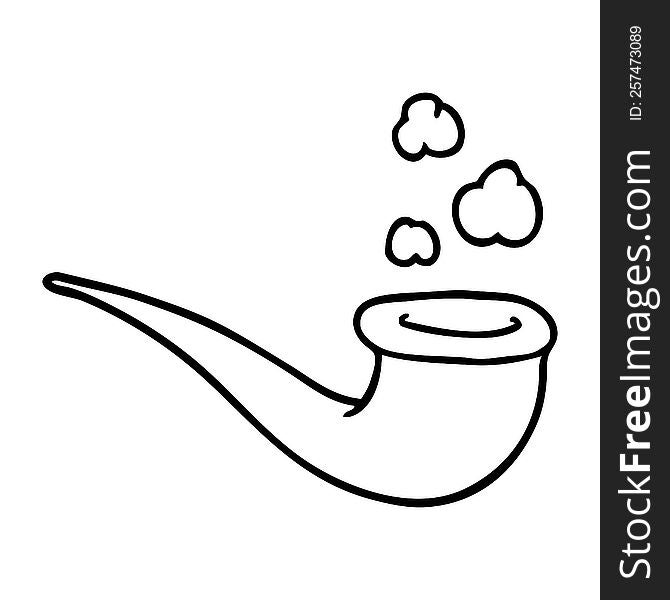 line drawing cartoon smoking pipe