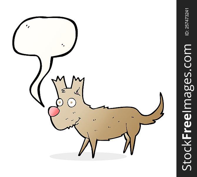 cartoon cute little dog with speech bubble