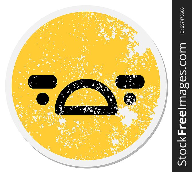 displeased face circular sticker