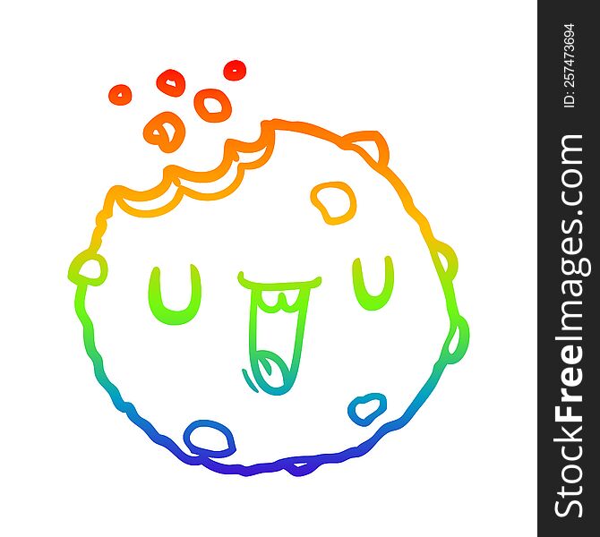 Rainbow Gradient Line Drawing Cartoon Cookie
