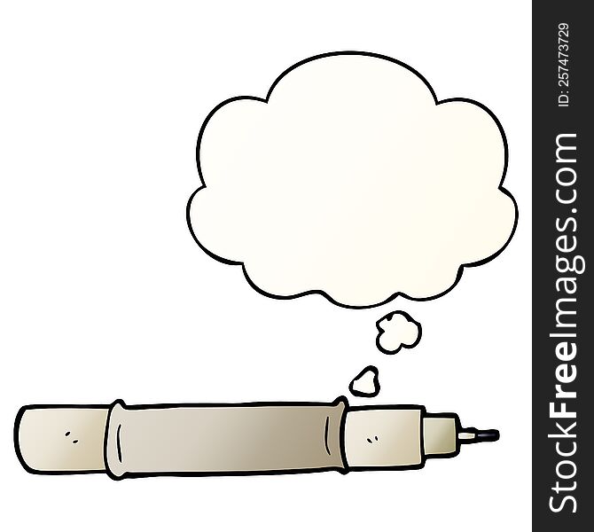 Cartoon Pen And Thought Bubble In Smooth Gradient Style