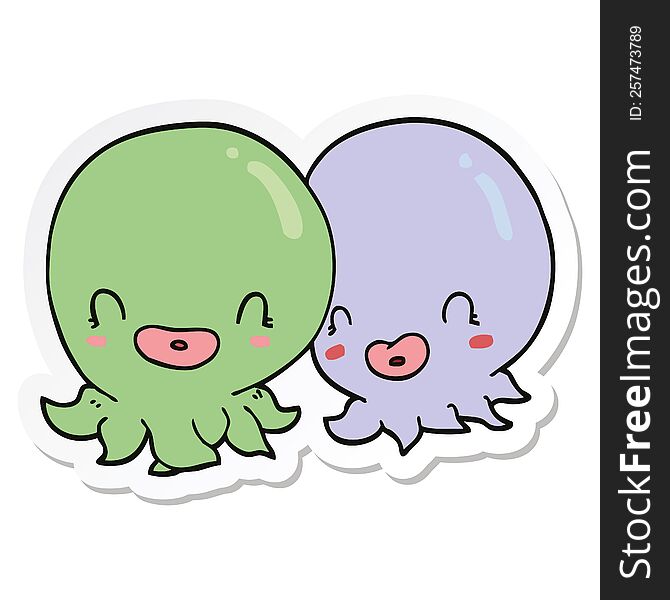sticker of a two cartoon octopi