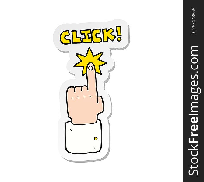 sticker of a cartoon click sign with finger
