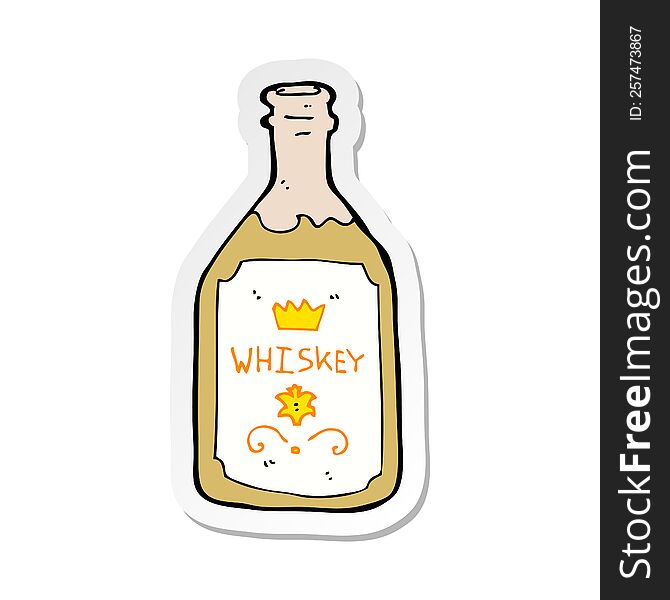 sticker of a cartoon whiskey bottle