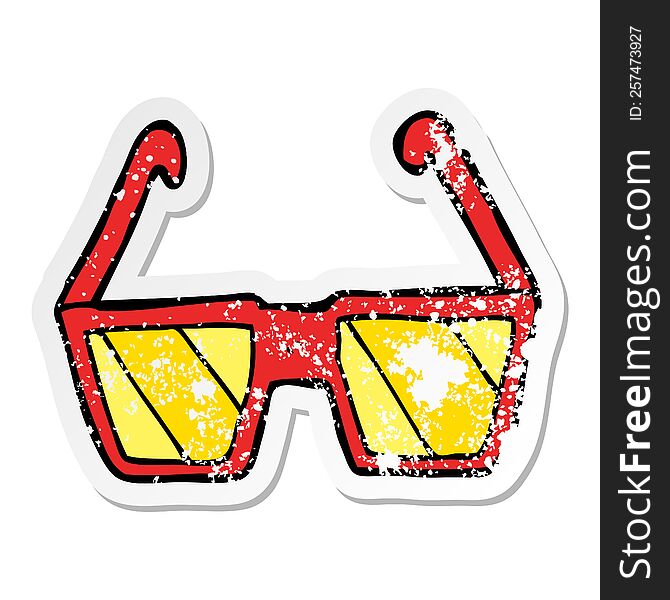 Distressed Sticker Of A Cartoon Glasses