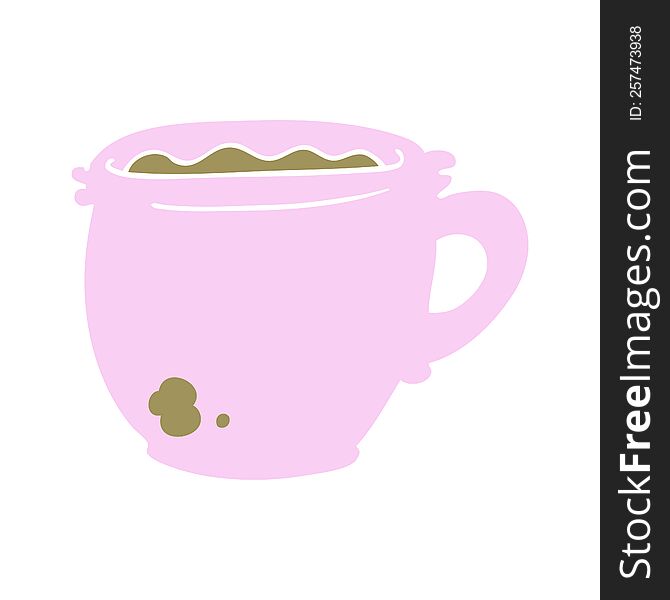flat color style cartoon hot cup of coffee