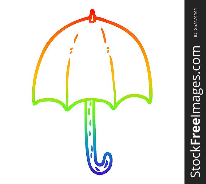 Rainbow Gradient Line Drawing Open Umbrella
