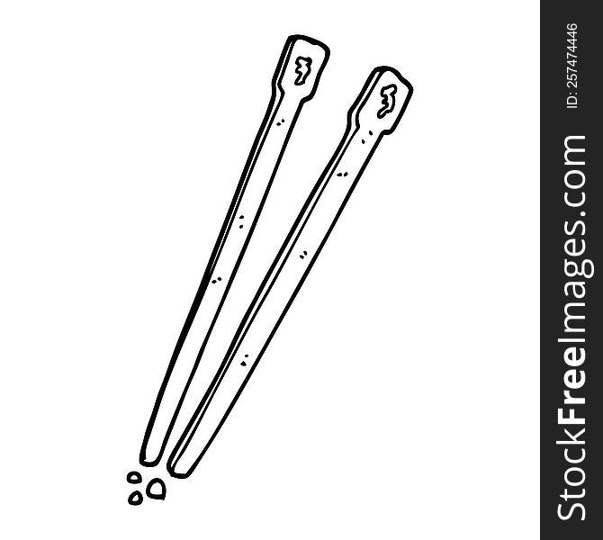 line drawing cartoon chop sticks