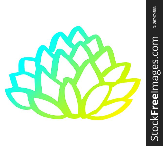 cold gradient line drawing cartoon flowering lotus