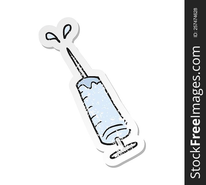 retro distressed sticker of a cartoon medical needle