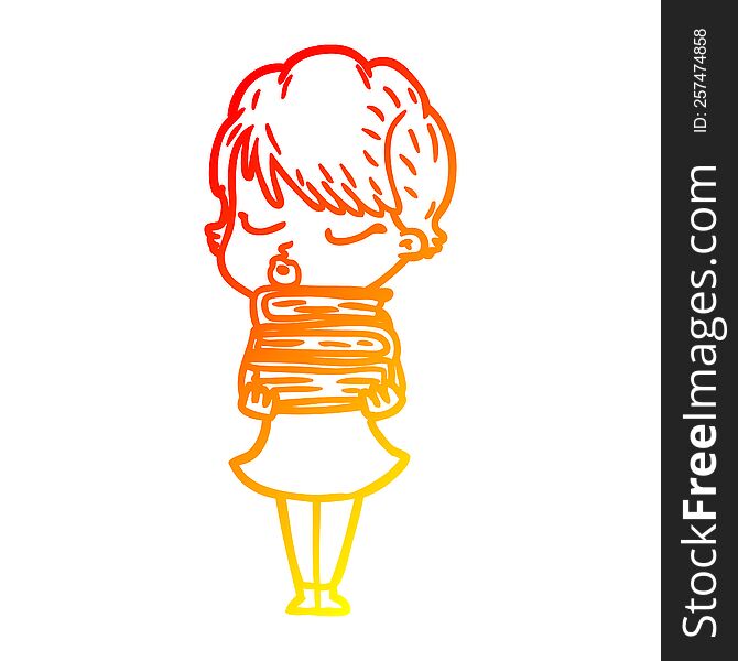 warm gradient line drawing of a cartoon woman with eyes shut