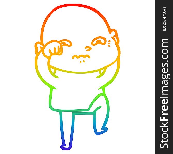 Rainbow Gradient Line Drawing Cartoon Nervous Man