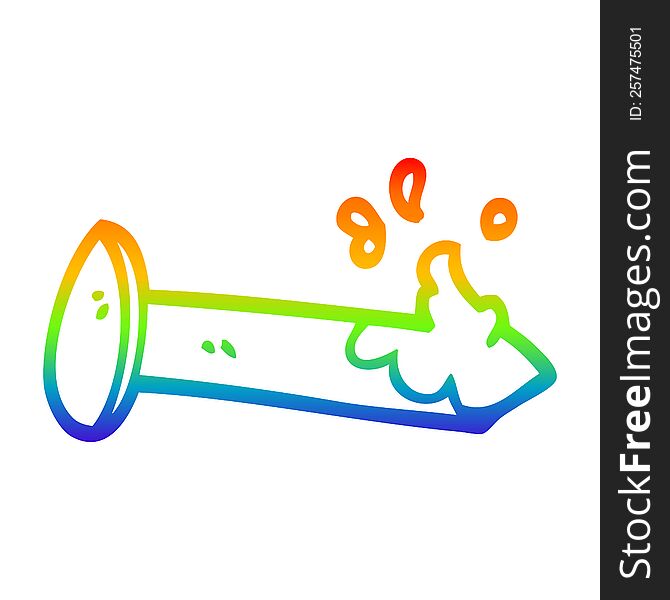 Rainbow Gradient Line Drawing Cartoon Bloody Nail