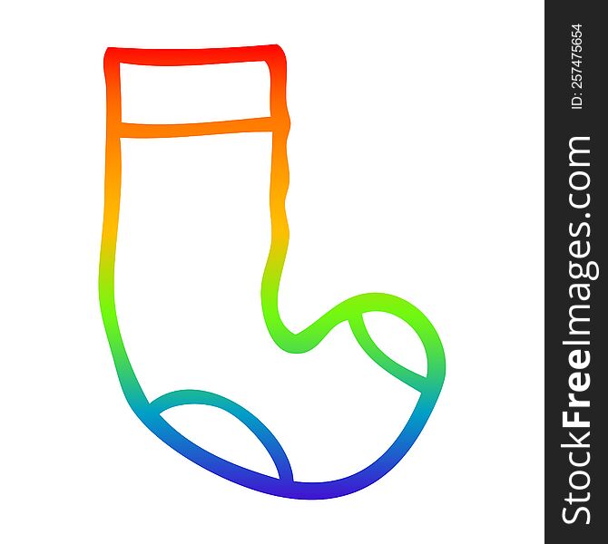rainbow gradient line drawing of a cartoon sock