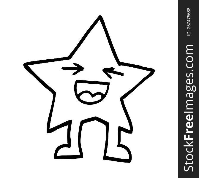 black and white cartoon laughing star character