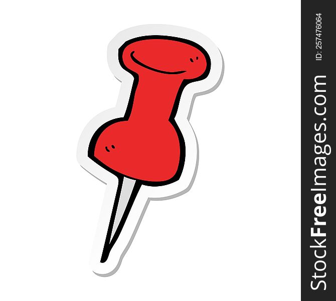 sticker of a cartoon drawing pin