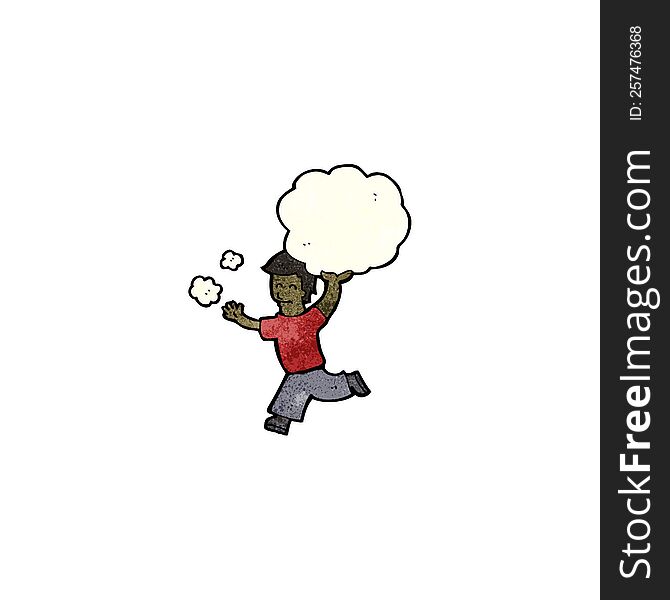 cartoon man carrying cloud