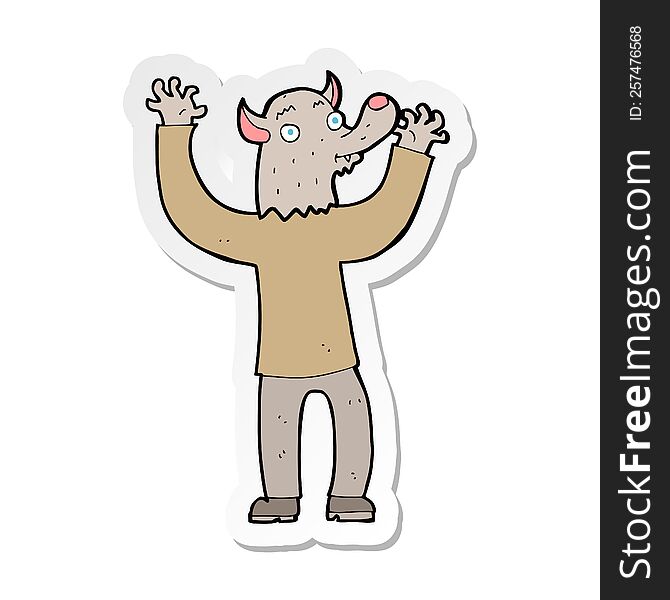 Sticker Of A Cartoon Happy Werewolf Man
