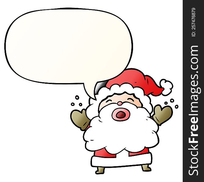 cartoon santa claus shouting in frustration and speech bubble in smooth gradient style