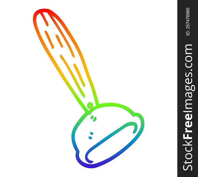 rainbow gradient line drawing cartoon toilet plunger