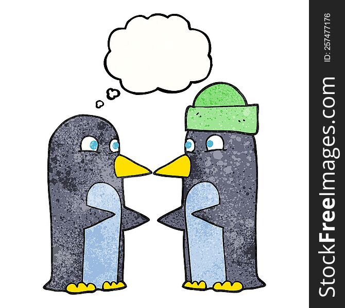 Thought Bubble Textured Cartoon Penguins