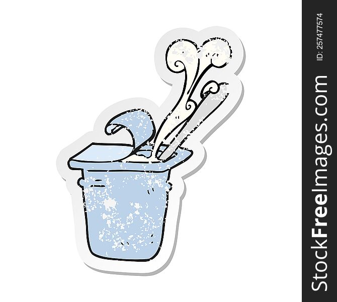 Retro Distressed Sticker Of A Cartoon Yogurt