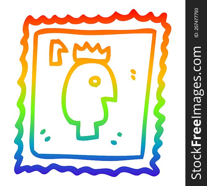 rainbow gradient line drawing of a cartoon stamp for postage