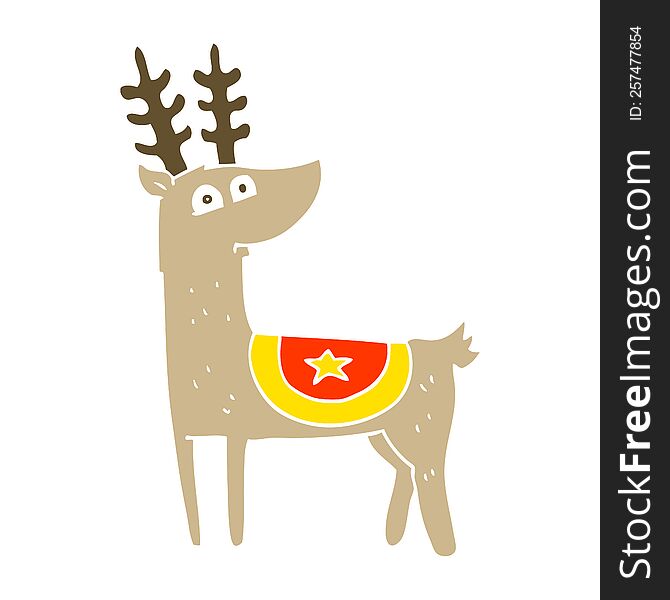 Flat Color Illustration Of A Cartoon Reindeer
