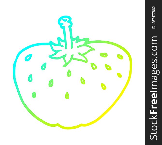 cold gradient line drawing of a cartoon strawberry