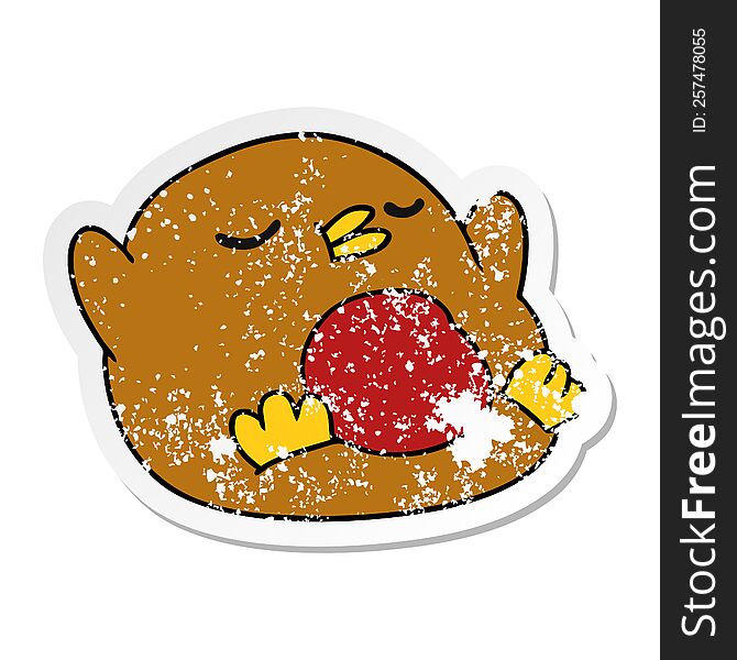 freehand drawn distressed sticker cartoon cute kawaii red robin