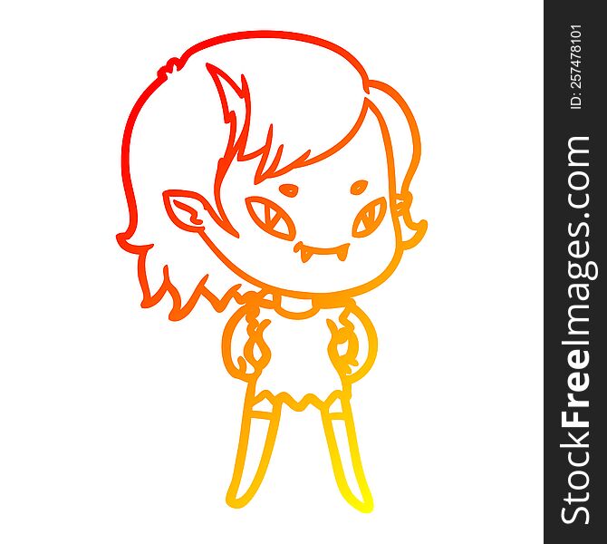 Warm Gradient Line Drawing Cartoon Friendly Vampire Girl