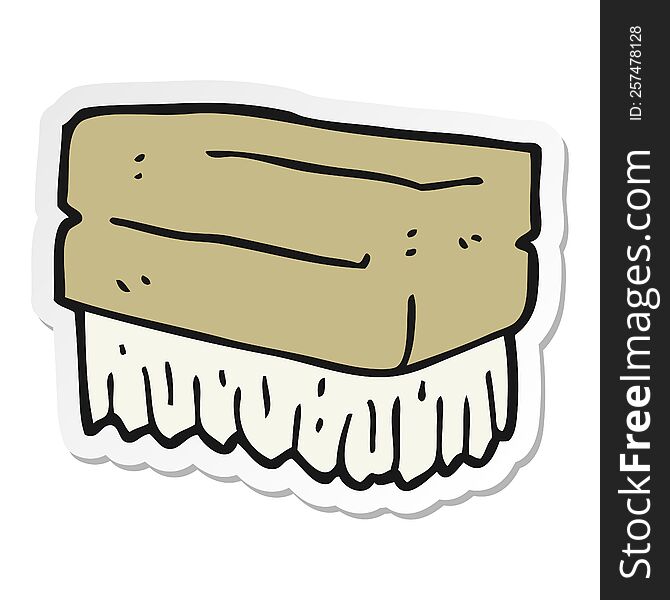 Sticker Of A Cartoon Scrubbing Brush