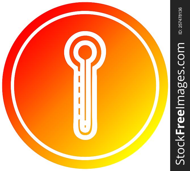 glass thermometer circular icon with warm gradient finish. glass thermometer circular icon with warm gradient finish