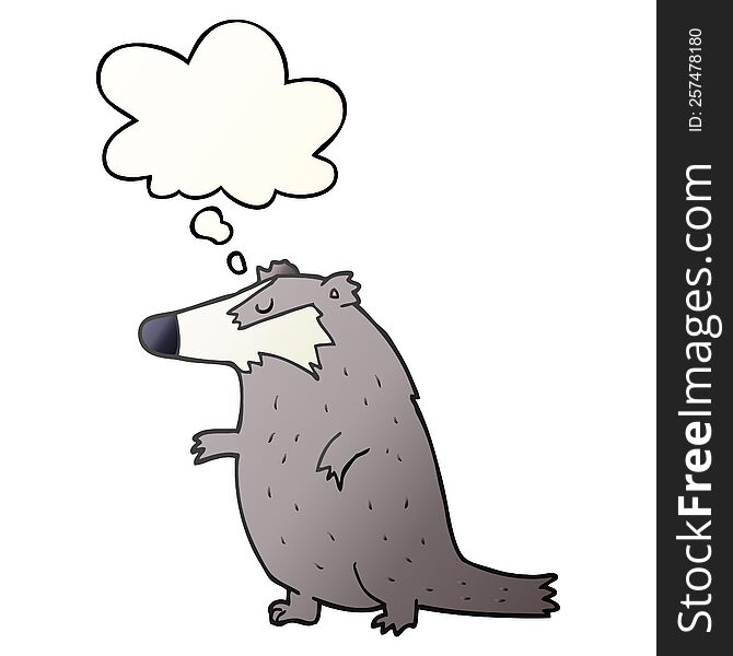 cartoon badger with thought bubble in smooth gradient style